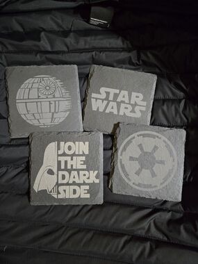 Star Wars Black Slate Coaster Set with Gray Etched Designs